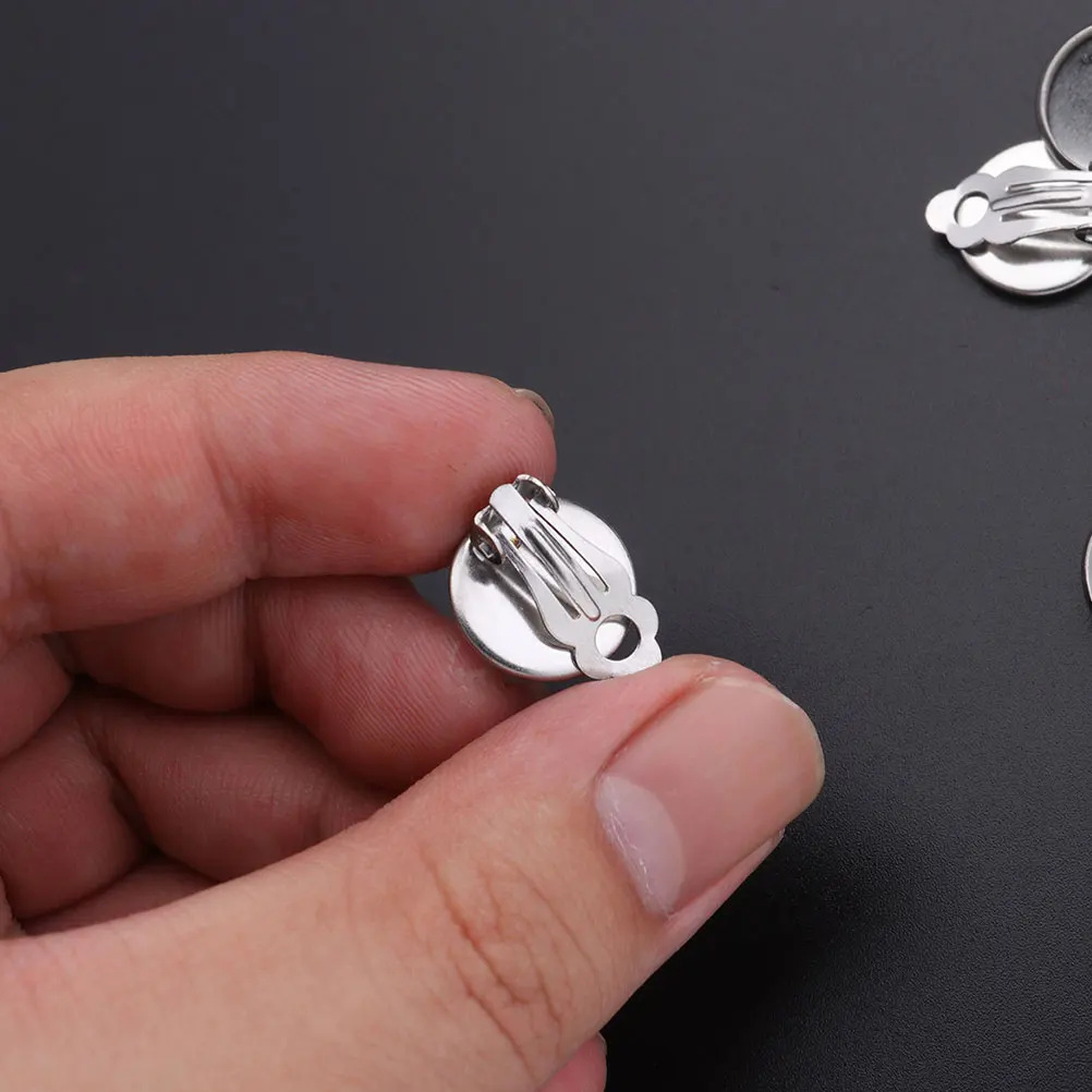 

50 Pcs Ear Clip Accessories Stainless Steel Clips Silver Tray Photo DIY Jewelry Beautiful Miss