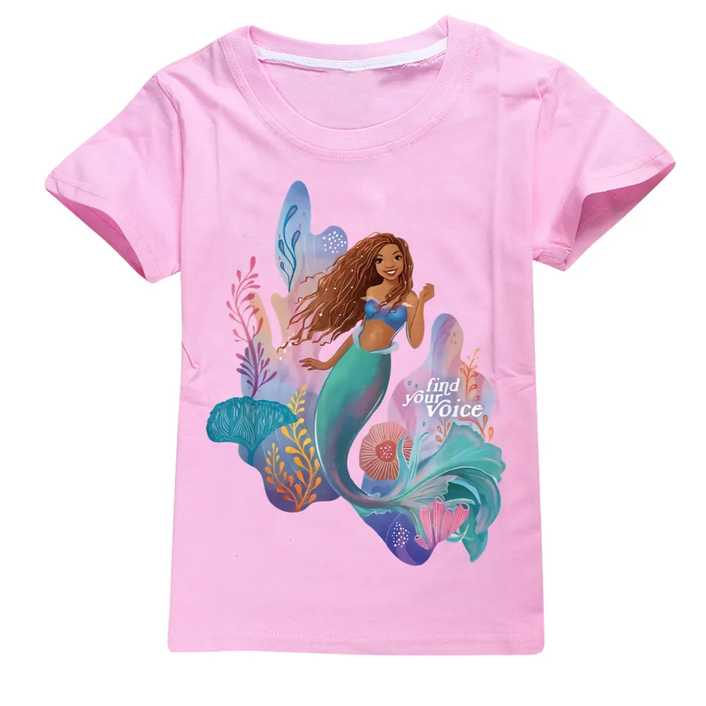 Stumble the little mermaidings Baby Girls Boy T-shirt Cartoon Kids Clothing Tops Children Clothes Summer Short Sleeve T-shirt