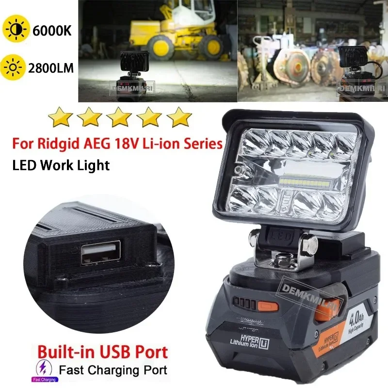 For Ridgid AEG 18V Li-ion Battery (2800LM)  New LED Work Light Familiale Camping Outdoor Travel Light