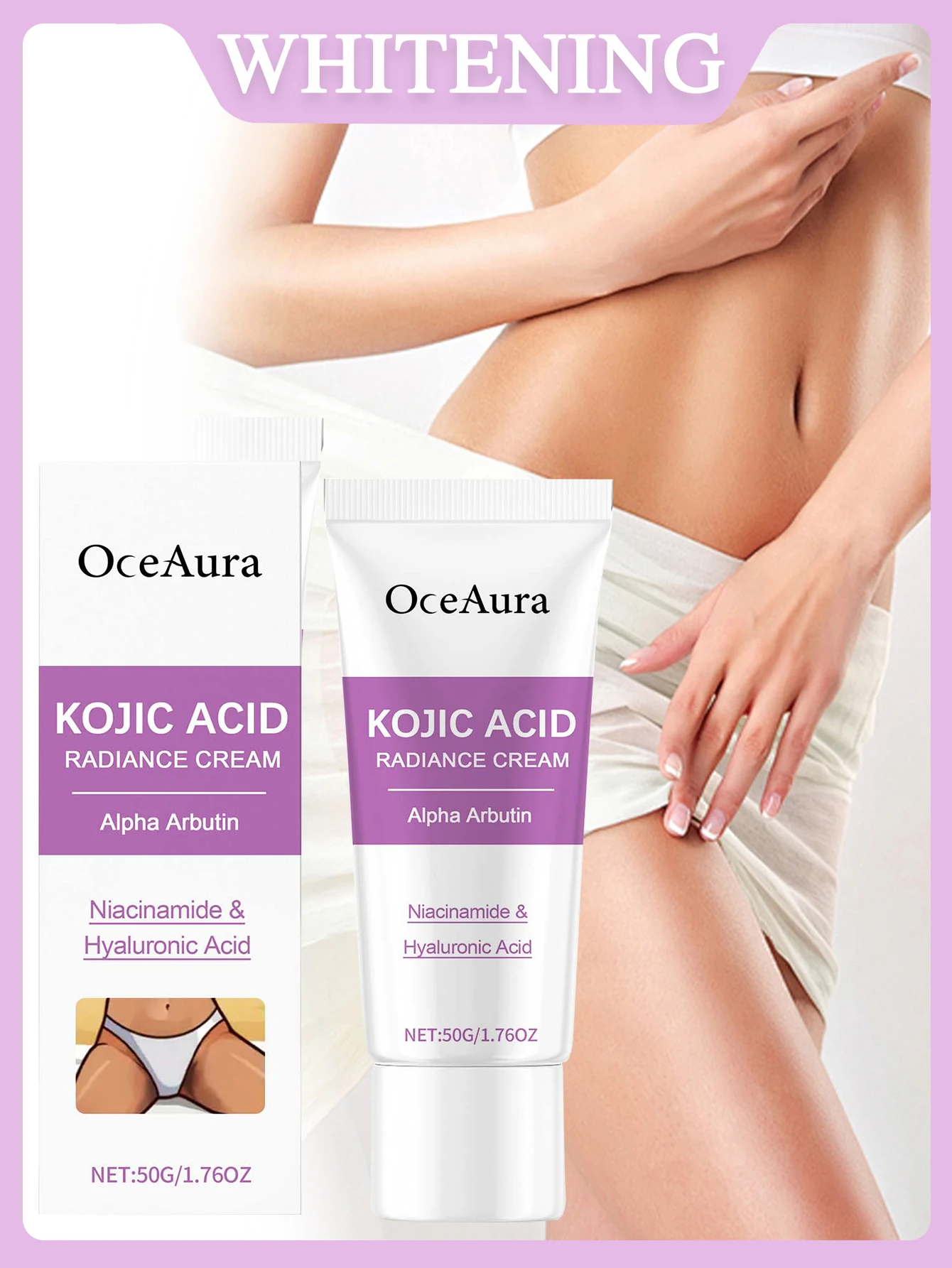 كريم تبييض الجسم 50 جرام، تبييض الأجزاء الخاصة للإناث، العناية المنعشة، الرعاية اليومية، كريم تبييض تحت الإبط