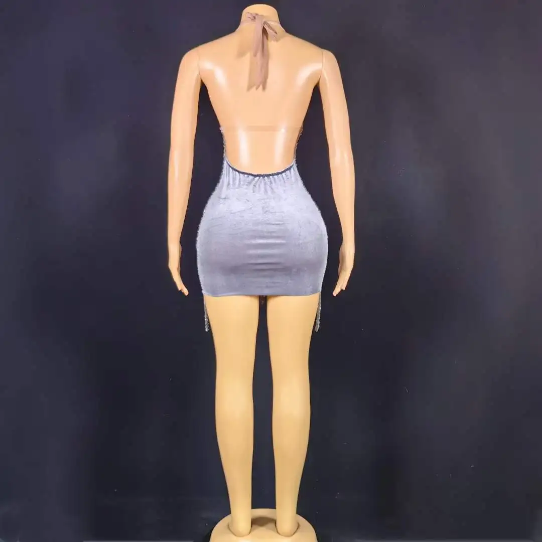 Red Backless Rhinestone Birthday Party Queen Dress Sexy Evening Gogo Dancer Outfits 2025