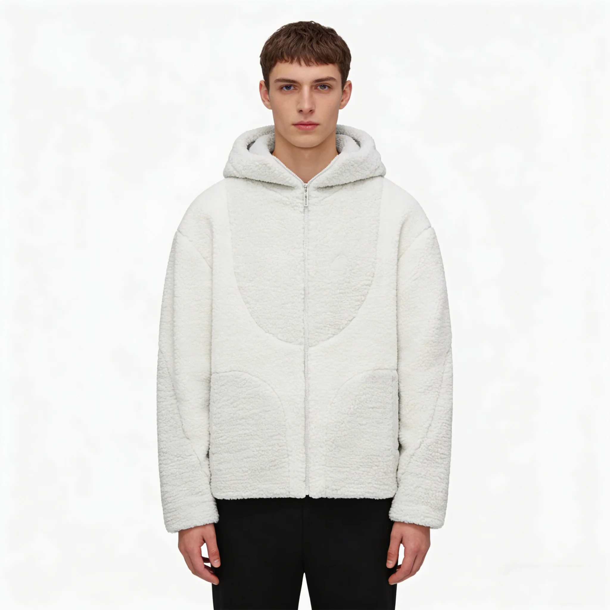 

Ins new color blocked stand up collar jacket men's and women's fleece zipper letter embroidery warm autumn and winter hoodie Y2K