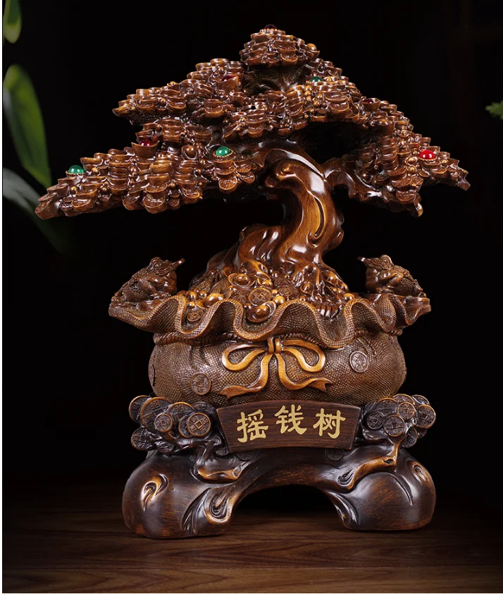 

Chinese Style Lucky Wealth Tree Resin Ornaments Crafts Home Living Room Study Desk Housewarming Statue Ornaments Gifts