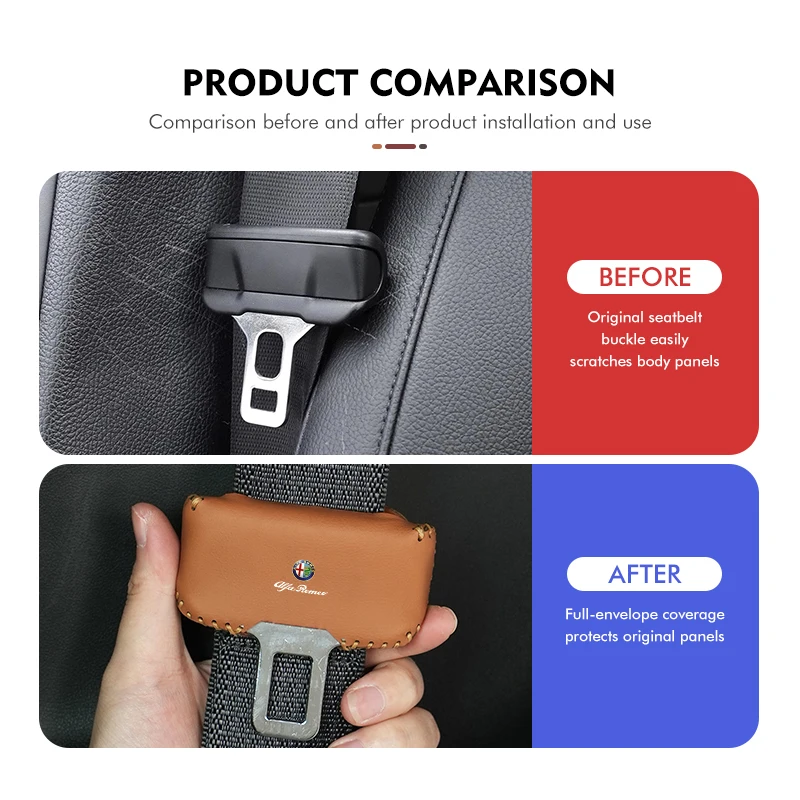 For Alfa Romeo Car Seat Belt Buckle Cover Anti-Scratch Protective Case Giulietta GT 159 147 156 Mito Brera Giulia Spider F1 view 2
