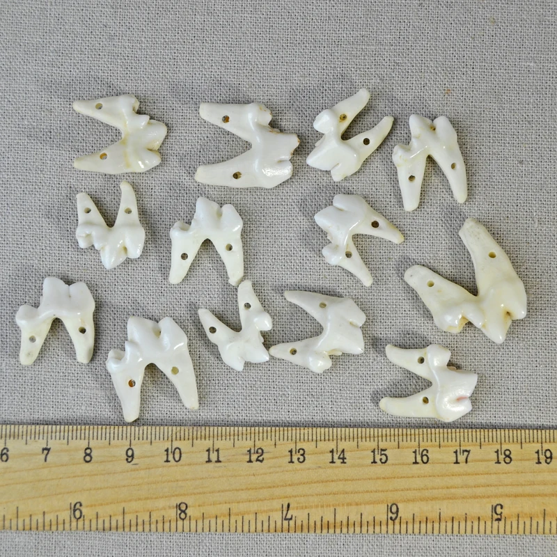 3PCSYak Handmade Carved  Bone Shark teeth Pendant Hawaii Style Bone white Beads DIY Jewelry Accessory 28mmX30mm