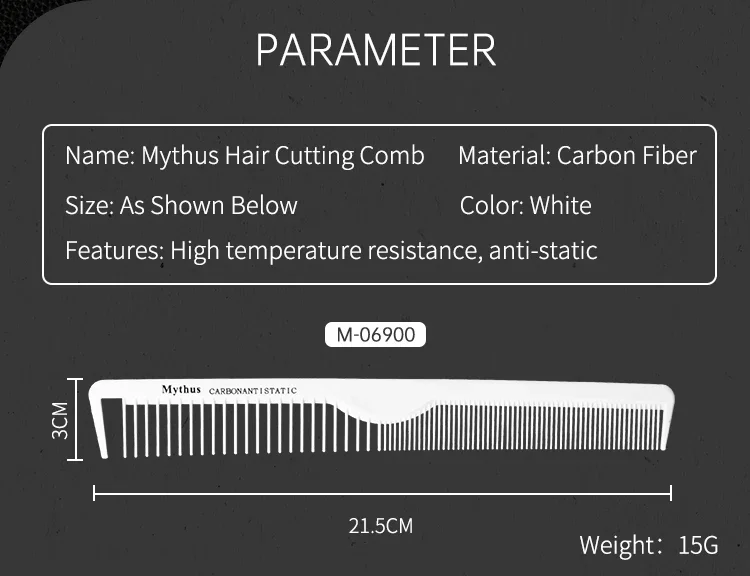 Mythus Barber Kamm Haarschnitt Professionelle Friseur Styling Kamm Set Salon Haarpflege Styling Werkzeug Carbon Faser Kamm Set – Detail 5