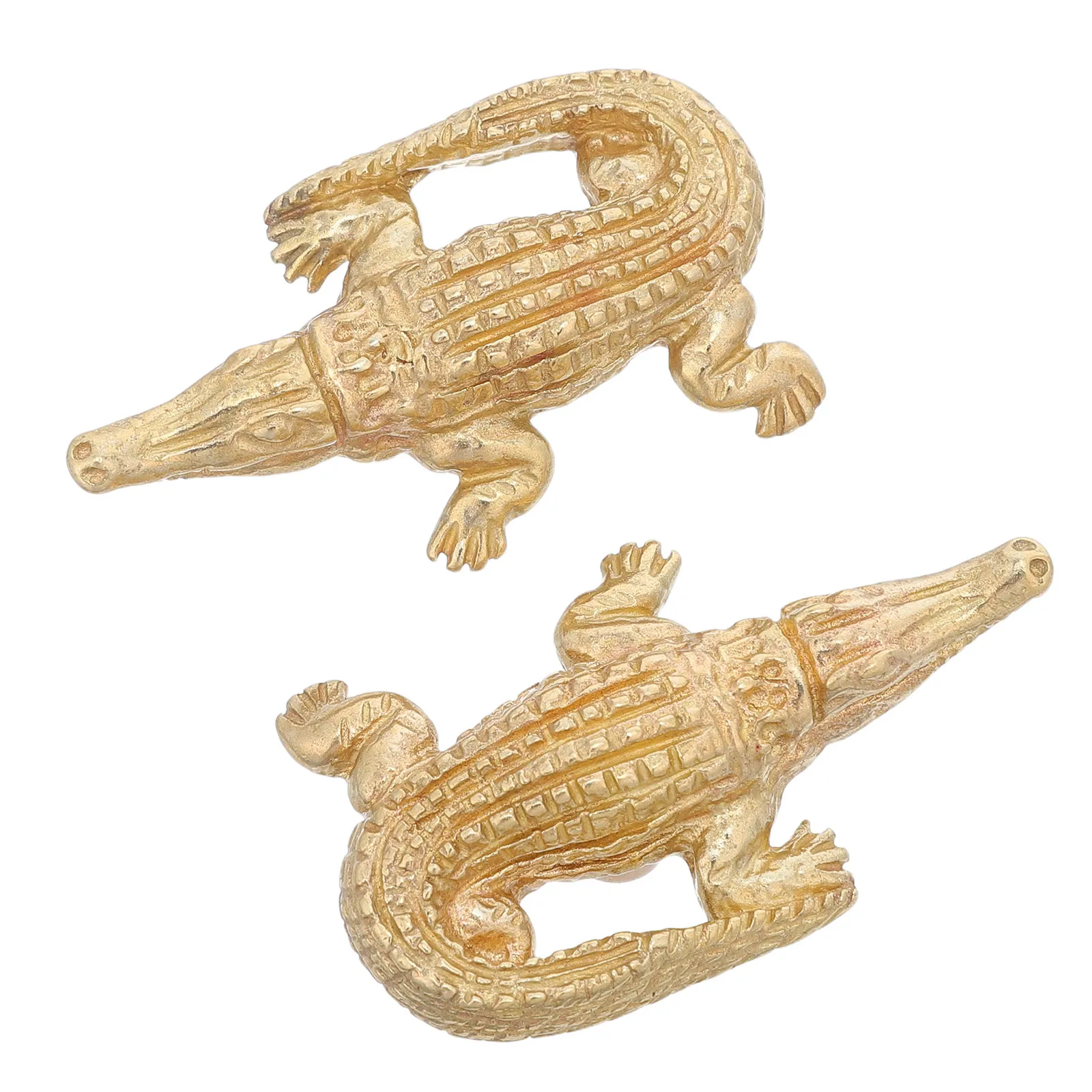 

2PCS Gold Brass Alligator Drawer Knobs Animal Cabinet Knobs Dresser Pull Handle for Kitchen Bedroom Bathroom Art Retro Decor