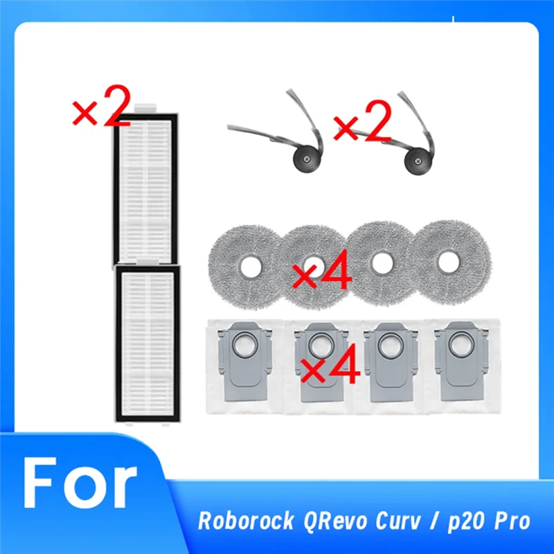ABFY-12 Pcs For Roborock Qrevo Curv / P20 Pro Sweeping Robot Cleaner Parts Replacement
