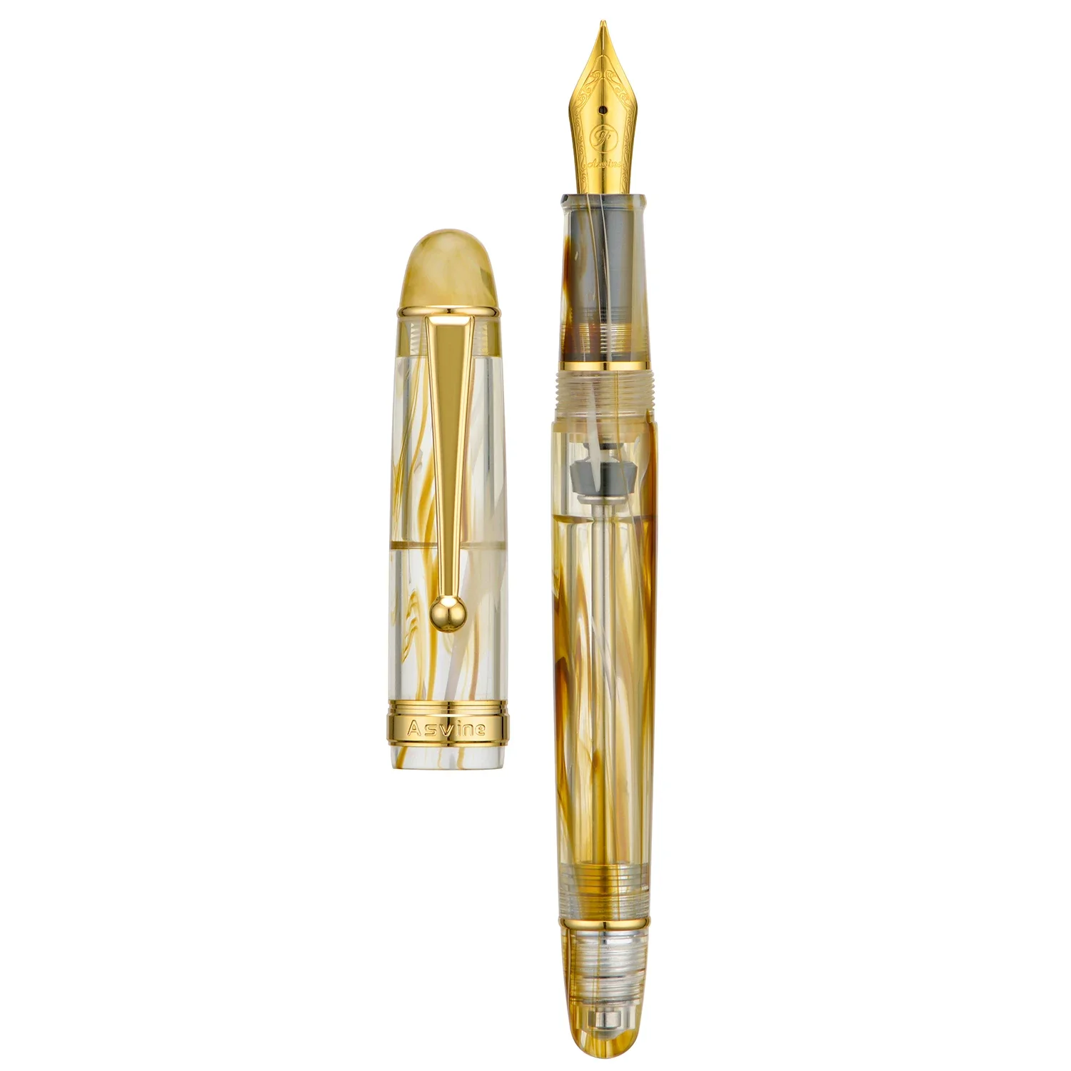 New Asvine V126 Vacuum Filling Fountain Pen Matte Black Titanium EF/F/M Nib Acrylic Writing Christmas Gift Pen for Office