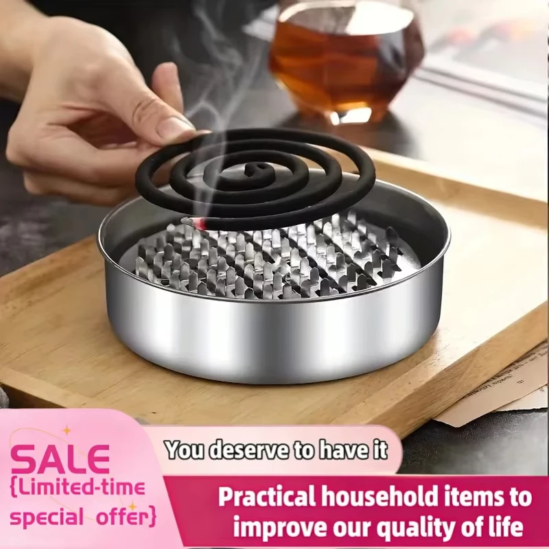 Anti Mosquito Box Portable Mosquito Killer Repellent Stainless Steel Coil Tray Large Spiral Incense Burners Holder With Cover