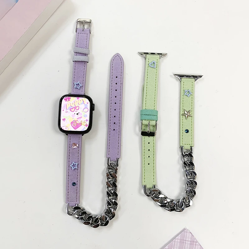 Ремешок джинсовый для Apple Watch Band 40 мм 49 мм 45 мм 41 мм 38 42 44, двойной туристический браслет для iWatch Series 7 8 9 Se6 5 4 3 Ultra