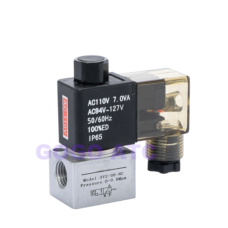 Электромагнитный клапан 3 Way Vacuum High-frequency Solenoid Valve 12V 24V 110V AIRTAC Type 3V2-06-NC 3V2-08-NO 1/8 1/4 BSP Dispensing Machine Valve Пневматика — деталь 3