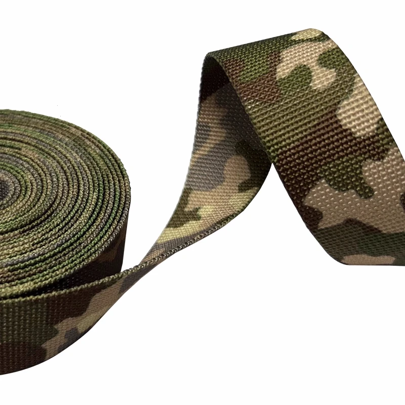 2.5cm Width German Flecktarn Spot Camouflage Webbing Non-elastic Edging Strap Knapsack Belt Fabric Accessory 1 Meter