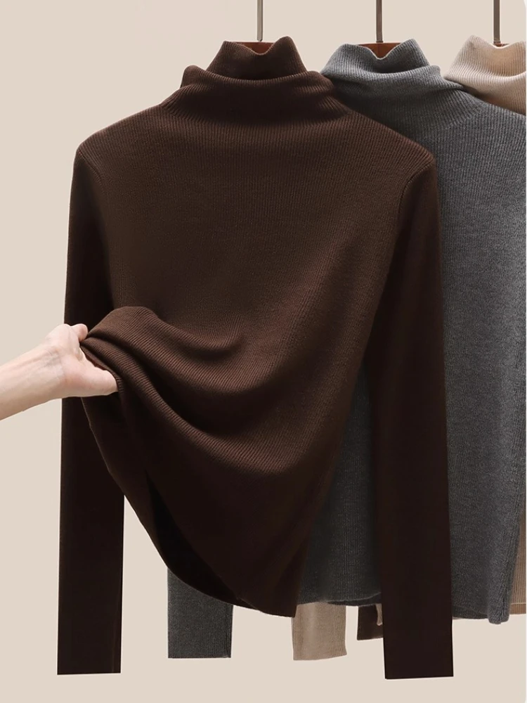 

2025 Warm Long Sleeve Knitted Tops Casual Basic Turtleneck Women Sweater Autumn Winter Pullovers Slim Elegant Knitwear Jumper