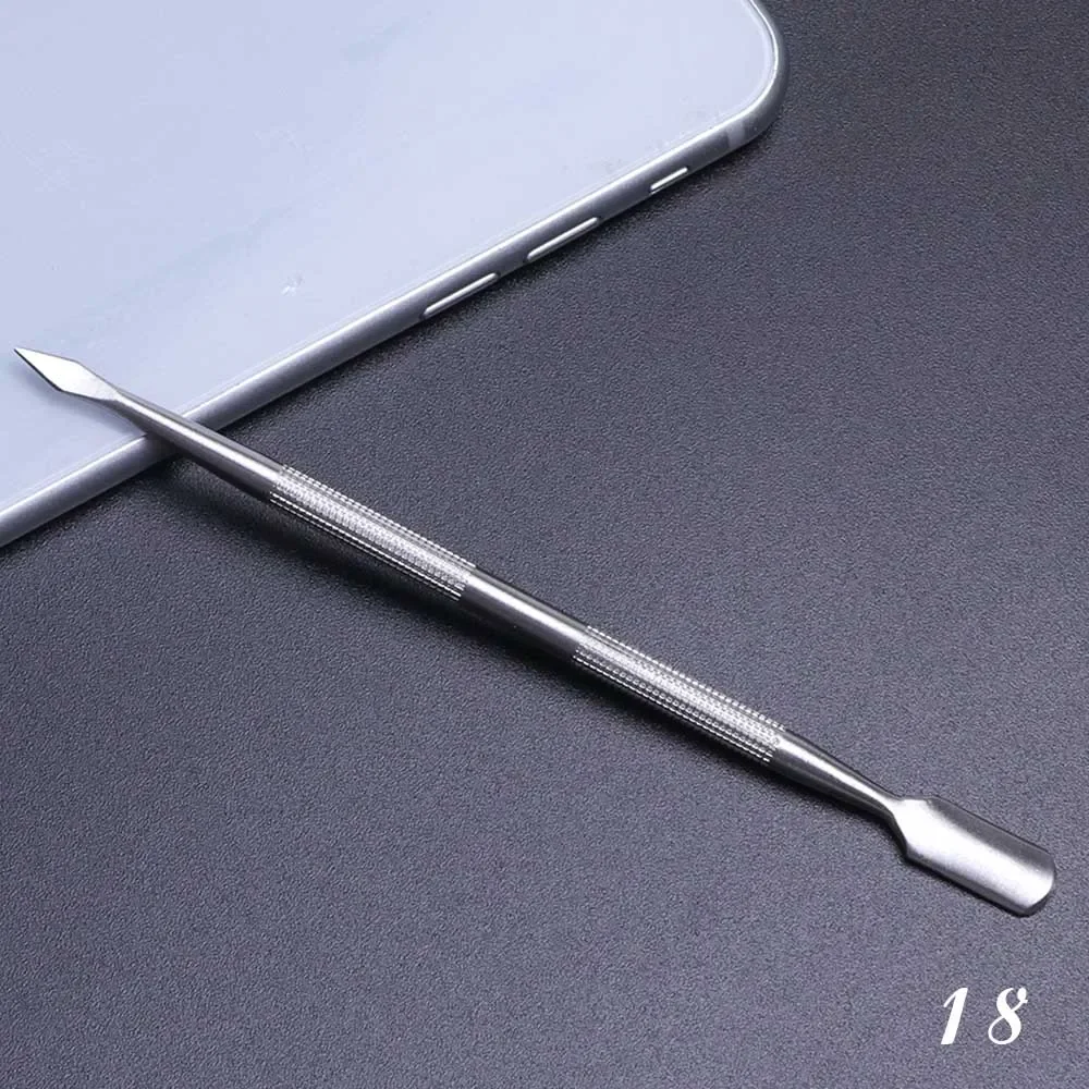 1pcs Double-end Nail Art Cuticle Remover Stainless Steel Manicure Pedicure Pusher Fork Scissor Trimmer 2-ways Nails Tool SAA17