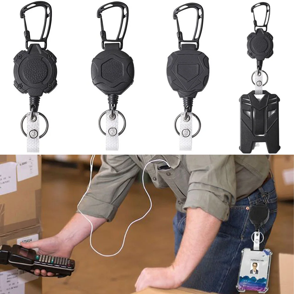 

Auto Retractable Steel Cable Badge Holder Pull String Belt Clip Climbing Keychain Outdoor Equipment Accessory Hiking Daily Use