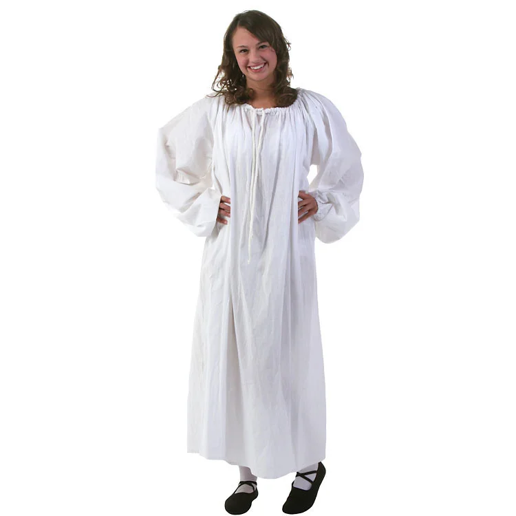 

Halloween stage performance adult female Renaissance cotton white robe long skirt inner skirt dress costume