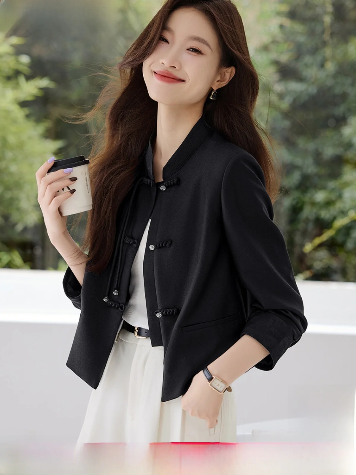 

Ele Premium Chinese Sle Jaet Sve Patchwork Outerwear Sli Spring New Arrival Women's Faion Warmth Polyester B...