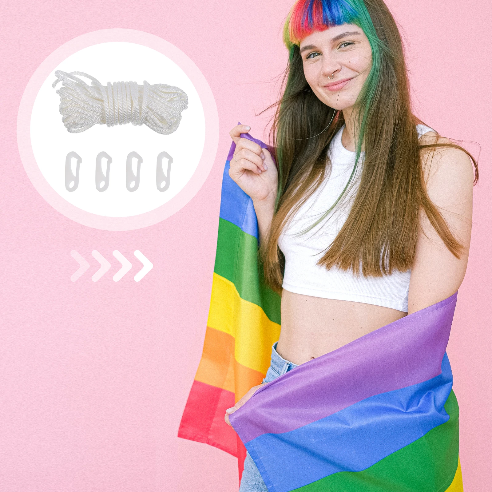 

6 Mm Flag Pole Lift Rope Halyard Replacement Line Suite Parts White for Center Flagpole Accessories