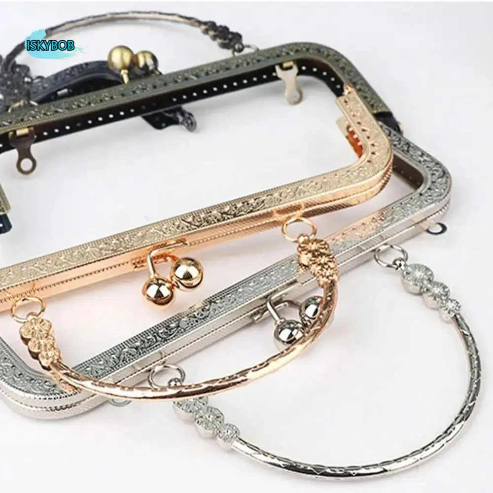 

Square Kiss Clasp Metal Purse Frame Bags Parts Silver Purse Clasp DIY Bag Bag Lock Closure Clutch Bags Hardware