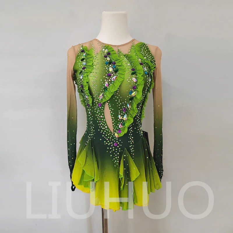 LIUHUO Ice Figure Skating Dress Girls Women Teens Stretchy Spandex Competition Wholesale