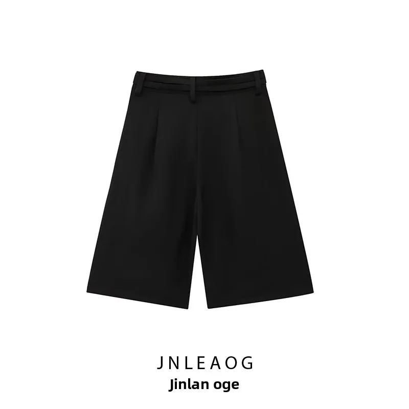 

JNLEAOG Новые весенние женские модные плиссированные повседневные шорты с высокой талией, прямые, из полиэстера, свободного кроя, для девочек-подростков
