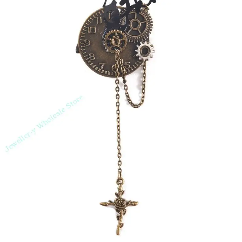 

R7UF Steampunk Lapel Pin Gothic Steampunk Badge Pin Steampunk Brooches For Women
