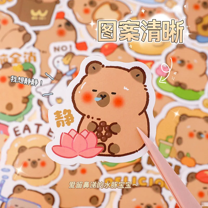 Imagem -03 - Kawaii Capivara Adesivo de Selagem Bonito Scrapbooking Faça Você Mesmo Diário Álbum Adesivo Etiqueta Decorativa 24 Pacotes por Lote