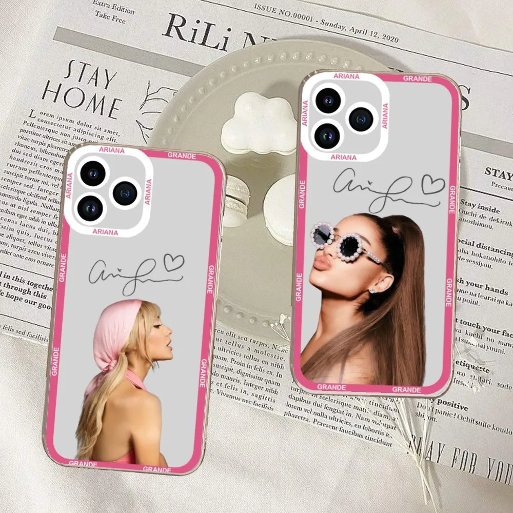 Sexy A-Ariana Singer Grandes Phone Case For iPhone 11 12 Mini 13 14 Pro Max Transparent Shell