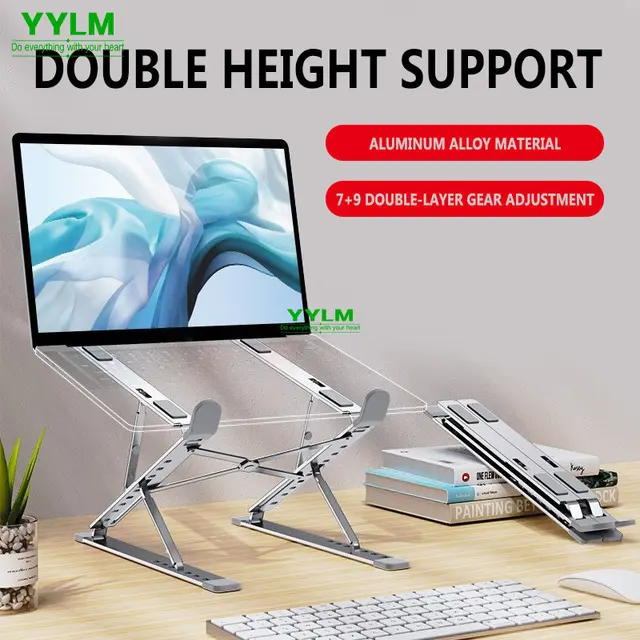 YYLM N8 Aluminiowa podstawka pod laptopa do Macbooka Regulowana przenośna podstawka pod laptopa Stabilniejsza podstawka chłodząca Składany uchwyt na notebooka