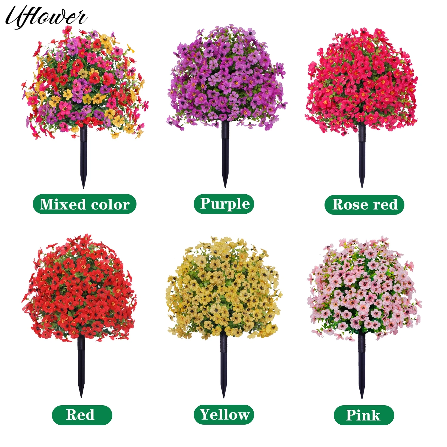 

Uflower Artificial Flowers Violet Outdoor Indoor Garden Decor Fake Plants for Outside Yard Roadside Front Door Home Decoration