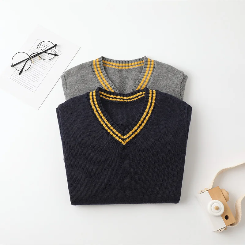 New Fashion Knitted Sweater for Big Boys Korean Teenage School Boys England Style Pullover Sweaters Children Clothing 4-18 Years