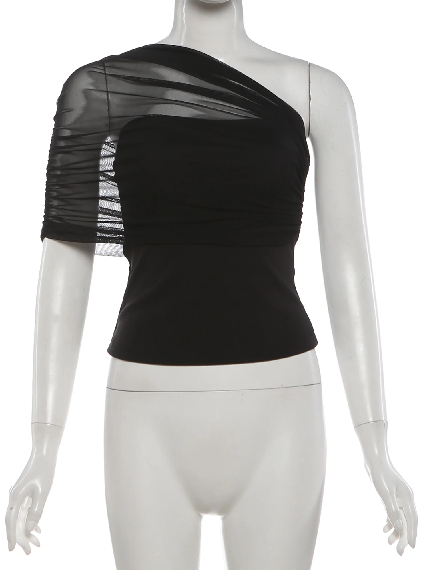 

Kliou Sexy Fashion Tops Woman Mesh Patchwork Off Shoulder Backless Skinny Stretch Hot Girls High Street Wild Style Classic Vests