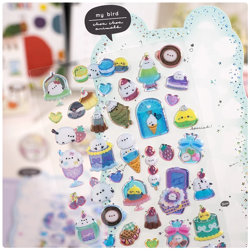 4 قطعة الفضاء الكرتون المختلط جرو الأرنب القطط ملصقات ديكور لتزيين الغرف سكرابوكينغ Diy بها بنفسك المجلات لطيف القرطاسية مذكرات ملصق هدية