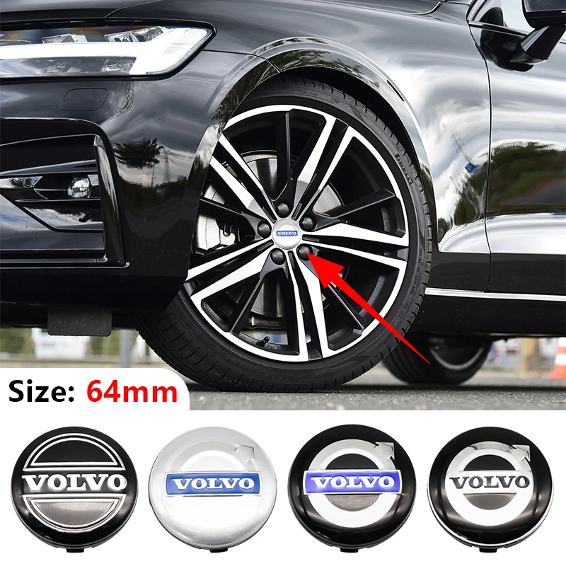 4pcs 64MM Original Car Wheel Center Cap Hub Cover Badge For Volvo Rdesign T6 AWD C30 C70 S40 S60 S70 S80 S90 V40 V50 V60 V70 V90