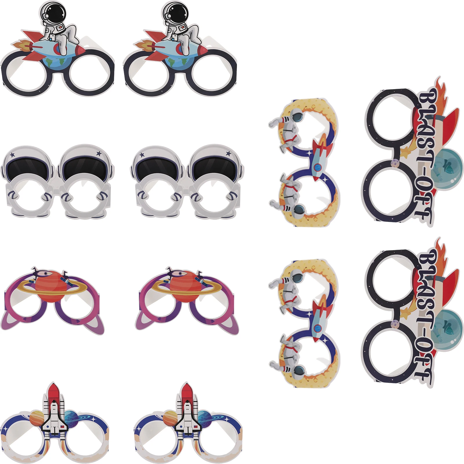 

12Pcs Outer Space Theme Paper Eyeglasses Party Decorations Photo Props Lightweight Portable Space Glasses Paper Glasses