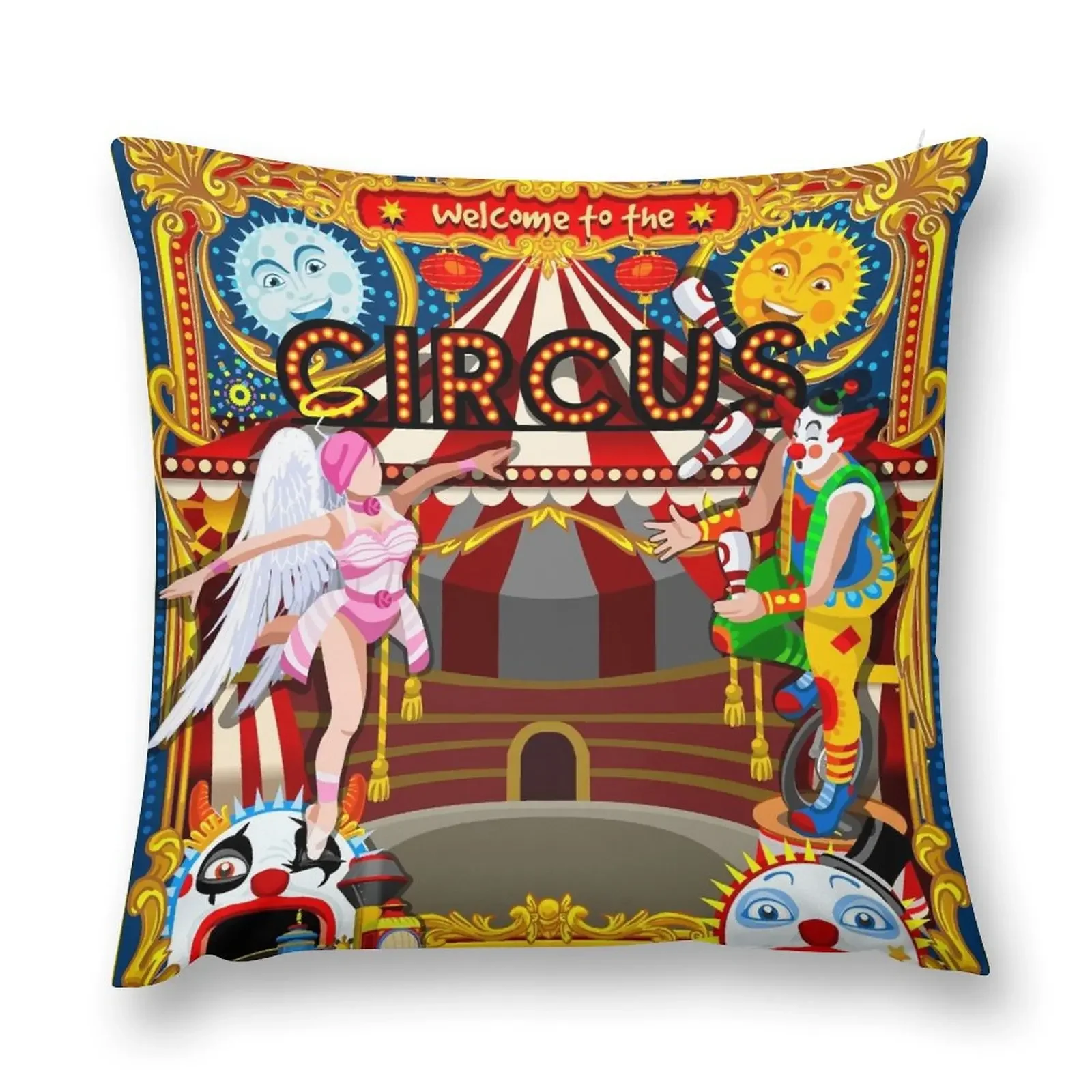 Carnival Circus Amusement Family Theme Park Illustration Throw Pillow Luxury Sofa Cushions Custom Cushion pillow