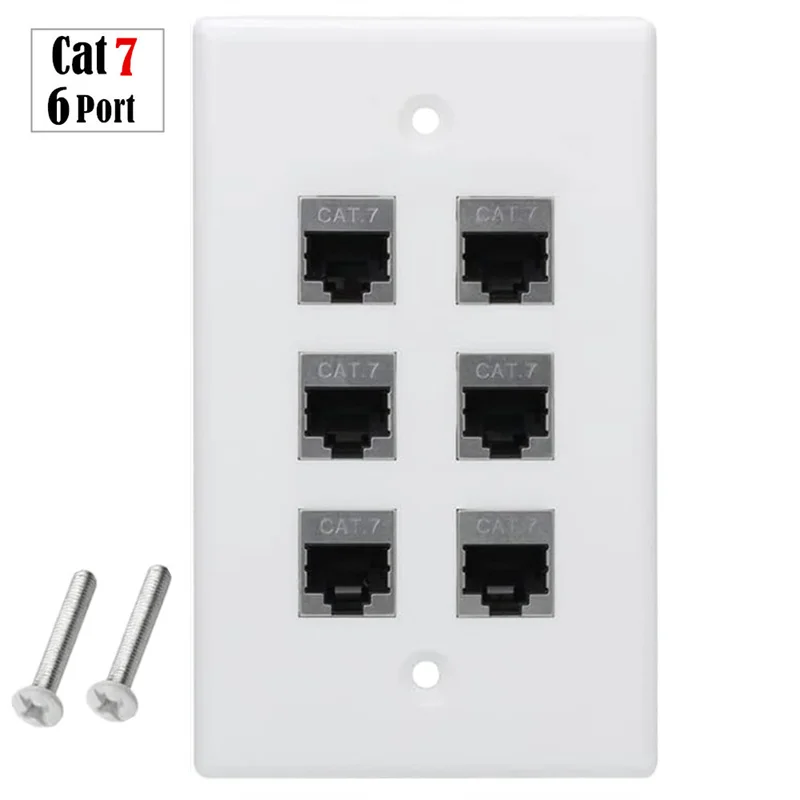 115x70mm Ethernet Wall Plate 1 2 3 4 6 Port Port CAT7 Keystone Female to Female Wall Plate-White Face Plate ABS