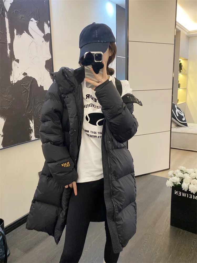 Jackets for Women 90 White Duck Long Couple Down Jacket  Thickened Warm Hooded  Black Gold Men's and Women's Models Winter Coats