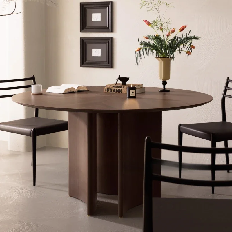 

Turntable Big Kitchen Table Nordic Black European Luxury Restaurant Dining Table Chairs Round Modern Mesas De Jantar Furniture