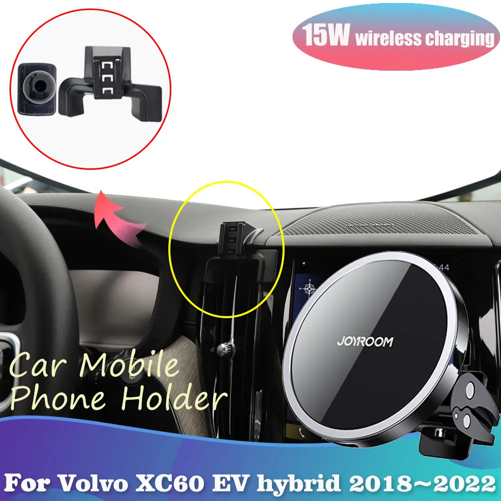 

Автомобильный держатель для телефона для Volvo XC60 EV Hybrid 2018 ~ 2022,2019 2020 2021 магнитный зажим, подставка, поддержка проводов, быстрая зарядка, стикер, аксессуары для iPhone