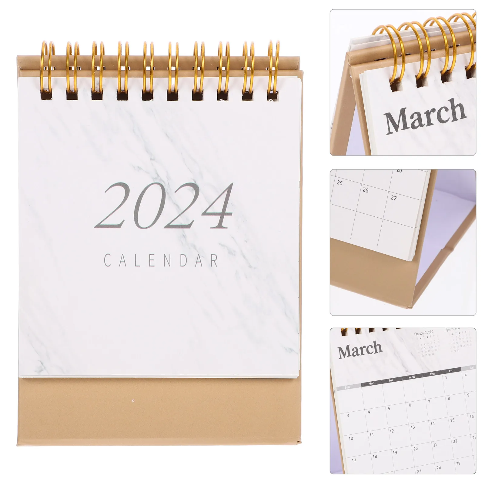 

Marble Texture Household Desktop Calendar Foldable Simple Base Daily Use Monthly Standing Office Desk Calendar
