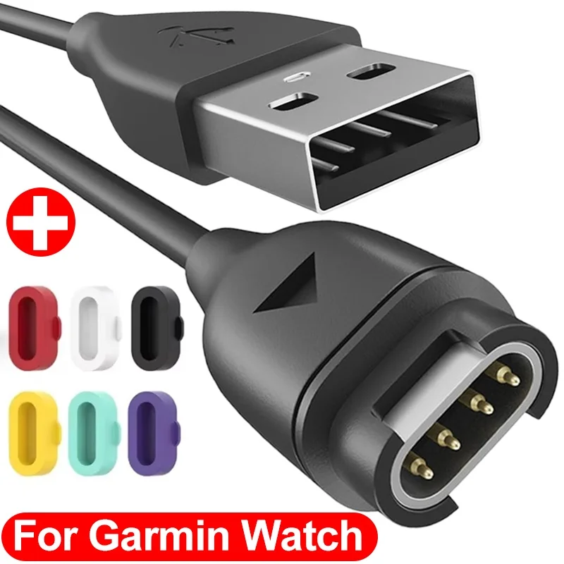 USB Watch Charging Cable For Garmin Fenix 7 7S 7X 6 6S 6X 5 Plus Vivoactive 3 Forerunner 945 935 245 Charger Dock With Dust Plug