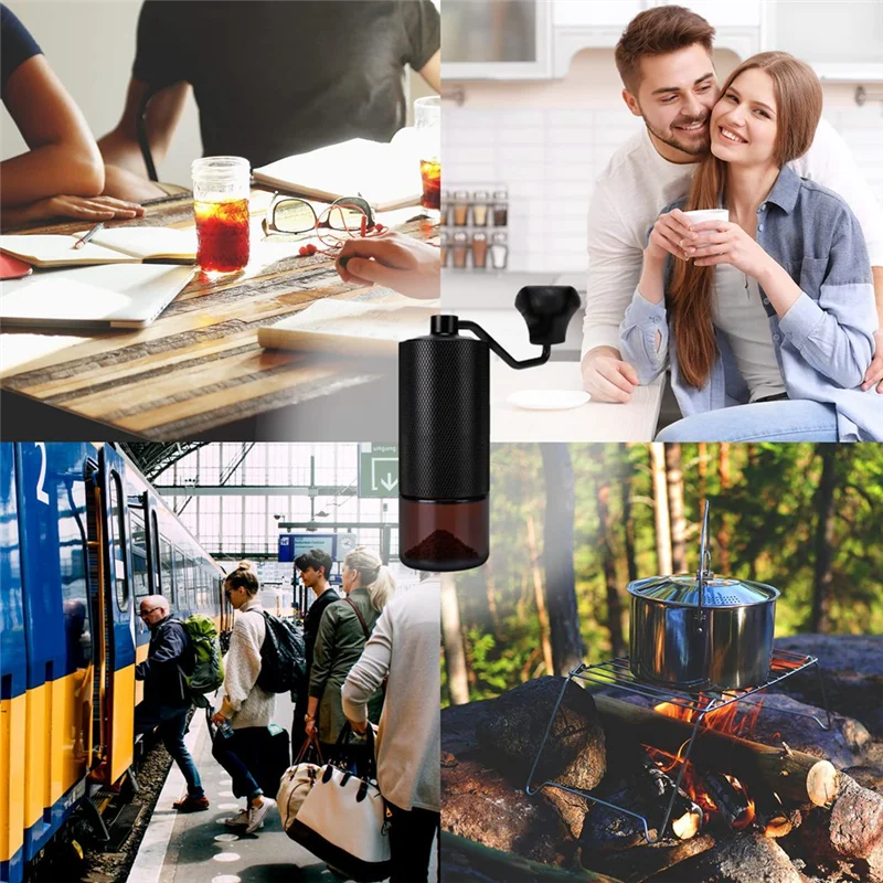 ABLN-Manual Coffee Grinder Manual Burr Coffee Grinder Black For French Press/Espresso/Turkish - Double Bearing