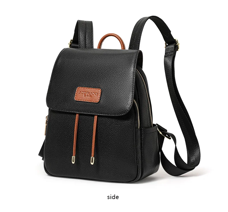 Aidanni Minimalistischer Stil Schwarzer Rucksack aus Vollnarbenleder für Damen, 2026 Neue Mode Lässige Reisetasche – Detail 9