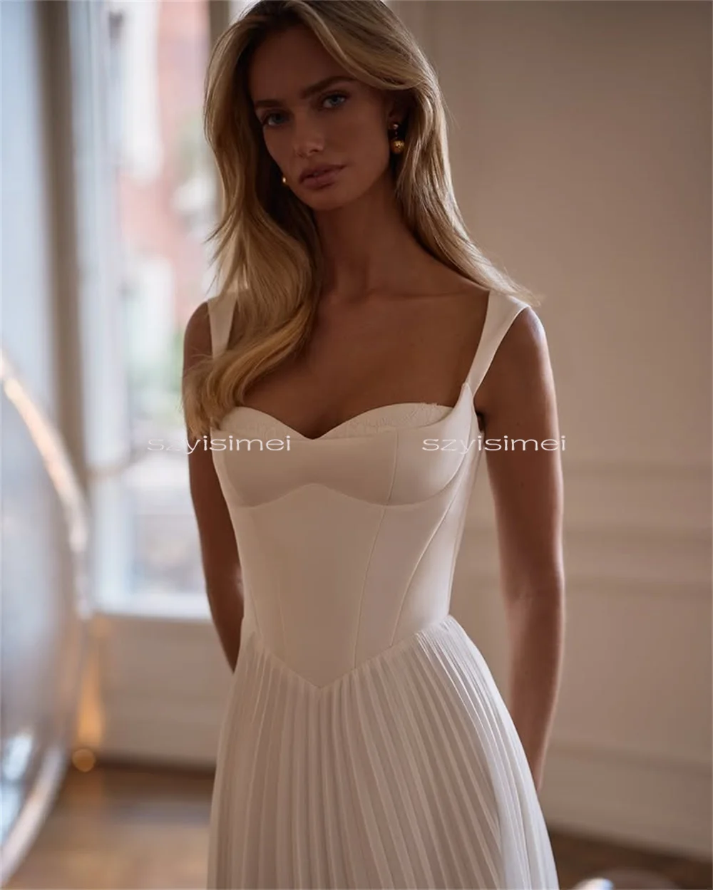 I più nuovi abiti da sposa con cinturino per spaghetti Abiti da sposa senza maniche Abito da sposa personalizzato abiti da sposa