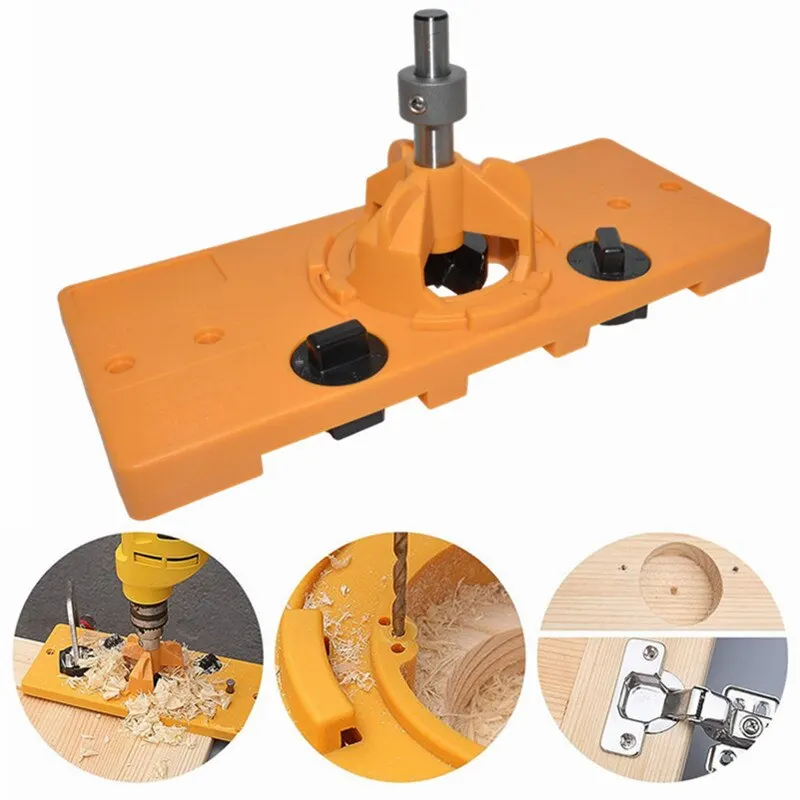 

B50 Woodworking 35mm Hinge Hole Jig Drill Guide Set, Closet for Cabinet Door Installation