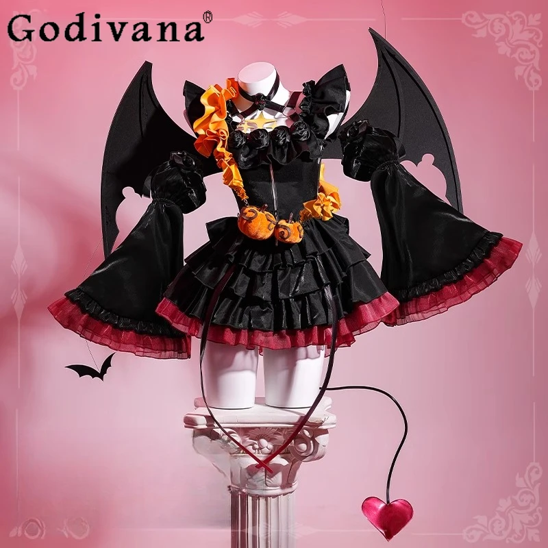 

Little Devil Wing Dress Set for Halloween Props Women Anime Game Project Sekai Cosplay Dress Girls Lolita Dark Costume Dress
