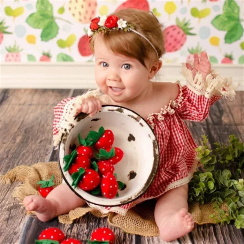 

Реквизит для фотосъемки новорожденных для маленьких девочек, красное клетчатое платье с открытыми плечами, повязка на голову, 2 шт., костюм для студийной съемки, реквизит для фотосессии