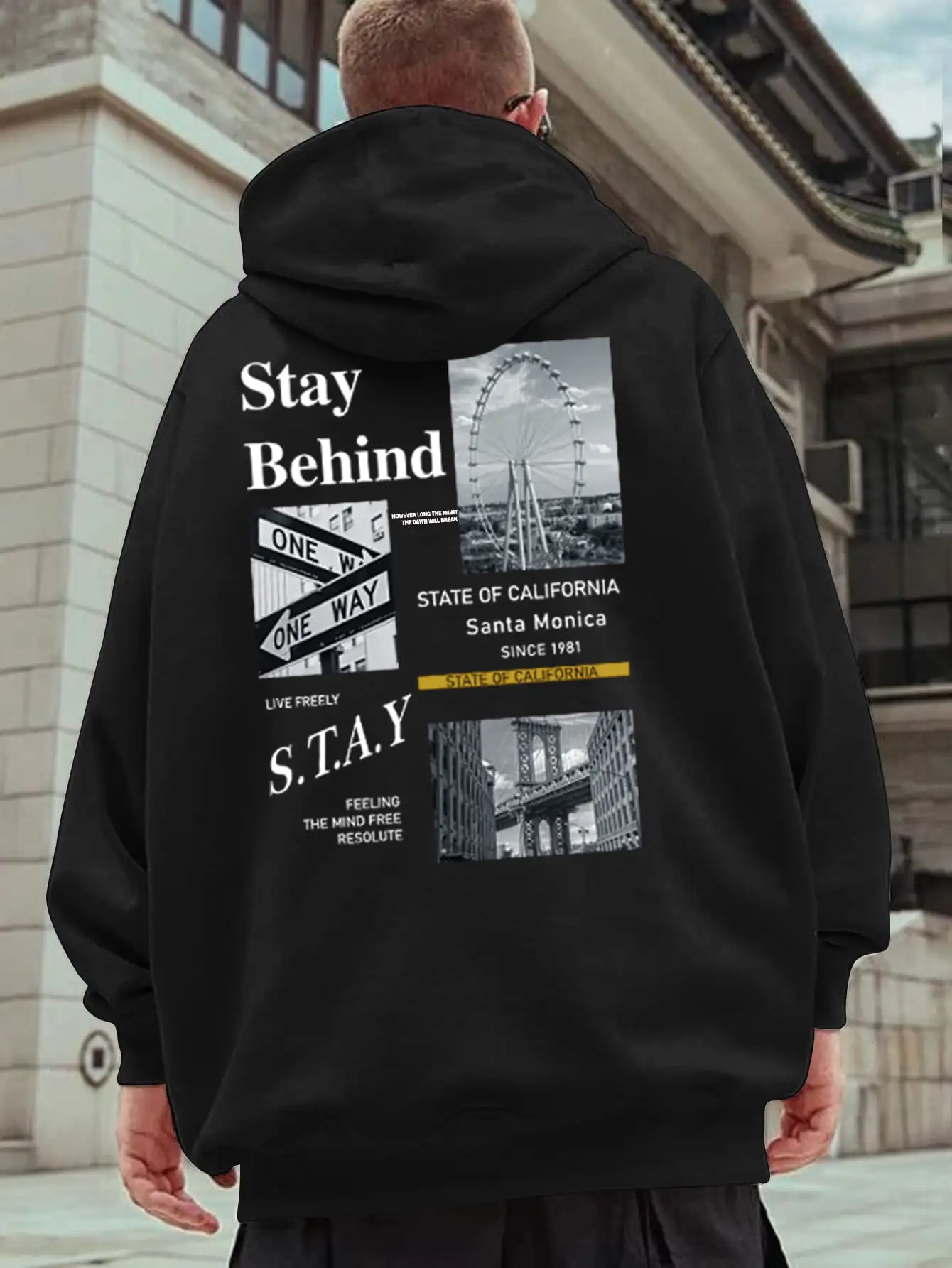 

Stay Behind Word Beautiful Scenery Printed Hoodies Mens Autumn Casual Streetwear Pocket Harajuku Pullovers Fashion Sport Hoody